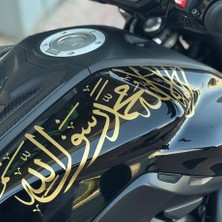 İşcan Motor Gold Renk Kelime-I Tevhid Sticker Etiket 30CM Motosiklet Deposu İçin Özel Tasarım