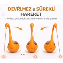 Interaktif Kedi Oyuncağı Lazerli Mama Dispenseri Beyaz – Otomatik Hareketli Kedi Oyunu, Lazer Pointer Kedi Oyuncağı, Denge Oyuncak, Ödül Mamaları Için (Piller Dahil)