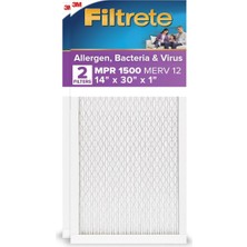 14X30X1, Ac Fırın Hava Filtresi, Mpr 1500, Healthy Ultra Alerjen, 2'li Paket (Tam Ölçüler 13,81 x 29,81 x 0,78)