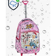 Çekçekli Ilkokul Ortaokul Kız Çocuk Okul Çantası Sırt Çantası Beslenme Çantalı 2li Set Süper Pembe Çanta Pembe Gri
