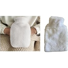 Sıcak Su Torbası Yan Cepli Beyaz Peluş Termofor 27X17X2CM 750ML
