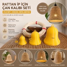 Mady Aksesuar Rattan İçin Çan Şeklinde Örme Kalıbı Seti, Sarı Plastik Malzemeden Üretilmiş 3'lü Set