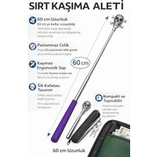 Sırt Kaşıma Aleti,60 cm Teleskopik Uzayabilir Sırt Kaşıyıcı, Paslanmaz Çelik Gövde, Ergonomik Kaymaz Sap, Kafatası Tasarımlı Uzun Erişimli Sırt Kaşıma Aparatı (Mor)