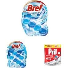Brilliant Jel Okyanus Pack + Bref Wc Brilliant Jel Buzul Okyanus Kokulu Hepsi 1 Arada 2'li + Pril Hepsi Bir Arada Tablet