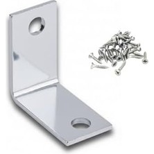 L Tipi Metal Köşebent, Mobilya ve Dolap Için Deprem Sabitleyici Bağlantı Aparatı, 25X25X15 Mm, 10 Adet, Gümüş Renk