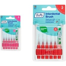 Blister 0.4 mm 0 Beden Diş Arası Fırçası Pembe (1 x 6 Adet) ve Tepe Blister 0.5 mm - Kırmızı Diş Arayüz Fırçası (1 x 6 Adet)