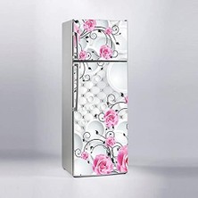 Buzdolabı Kaplama Dolap Kaplama Etiketi 3D Pembe Gül