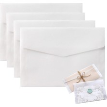 Davetiye Zarfları, 50 Adet 12.5X17.5 cm Pencere Zarflar, Beyaz Yarı Saydam Düğün Zarfı, Parti ve Doğum Günü Davetiyeleri Için, Kartpostal ve Tebrik Kartı Zarfları