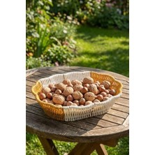 Buffer Oval Çift Renkli Plastik Sepet, Ekmek ve Meyve Sepeti, Hasır Görünümlü, Yıkanabilir, Mutfak ve Banyo Düzenleyici, 28X20X8 Cm, 3 Parça