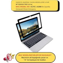 MacBook Pro 15 Inc Uyumlu Cerceveli Mat Anti Glare Ekran Koruyucu Yansima Onleyici Bar Destekli A1707 A1990 Şeffaf