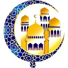 Ett 18 Inc Yuvarlak Ramazan Kubbeli Hilal Figürlü Beyaz Folyo Balon 46,5*46,5