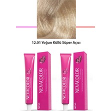 2 Li Set Premium 12.01 Yoğun Küllü Süper Açıcı - Kalıcı Krem Saç Boyası 2 x 50 G Tüp