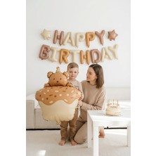 Partixa Ayıcık Figürlü Kahverengi Retro Cupcake Folyo Balon Baby Shower Doğum Günü Parti Süsü