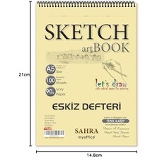 A5 Eskiz Defteri - 90 Gr. 100 Yaprak Spiralli Kaliteli Sanatçı Çizim Defteri