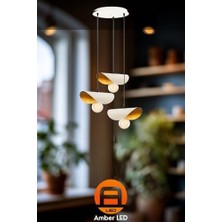 LED Modern Metal Gövdeli 3'lü Tepsi Sarkıt Aydınlatma Yatak Odası ve Oturma Odası Için E27 Uyumlu, BEYAZ-964