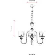 AV-4161-3E Eskitme Kaplama Modern Avize, E27, Metal, Cam, 62CM