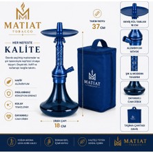 Matiat Tobacco Mavi Nargile Takımı 37 cm – Alüminyum Gövde, Taşıma Çantalı, Cam Şişeli Premium Nargile Seti