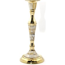 FT Tasarım Tekli Pirinç Sedefli Şamdan Model 1
