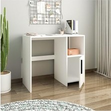 Kuzey Tek Kapaklı Çalışma Masası – Minimal Tasarım, Beyaz