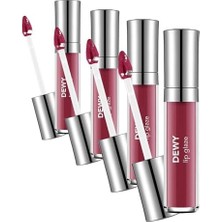 Dewy Lip Glaze Parlak & Dolgun Görünüm Veren Yapışmayan Dudak Parlatıcısı 016 Cherry Blossom (4 Paketi)