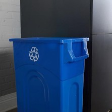 Solutions Highboy Geri Dönüşüm Kabı, 23 Galon, Yerden Tasarruf Sağlayan Ince Profil ve Kolay Torba Çıkarma, Iç ve Dış Mekanlar Için, Geri Dönüşüm Mavi