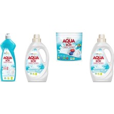 Aquabor Doğal Mineralli Bulaşık + Sıvı Beyaz + Tablet + Sıvı Beyaz  Set
