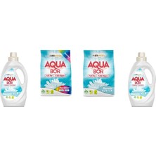 Aquabor Doğal Mineralli Sıvı Beyaz + 4 kg Renkliler + 4 kg Beyaz + Sıvı Beyaz  4 Lü Set