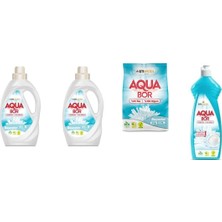 Aquabor Doğal Mineralli Sıvı Beyaz + Sıvı Beyaz  + 4 kg Beyaz + Elde Bulaşık 4 Lü Set
