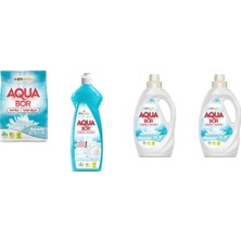 Aquabor Doğal Mineralli 4 kg Beyaz + Elde Bulaşık + Sıvı Beyaz + Sıvı Beyaz  4 Lü Set