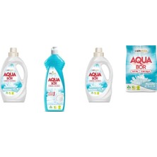 Aquabor Doğal Mineralli Sıvı Beyaz + Elde Bulaşık + Sıvı Beyaz  + 4 kg Beyaz 4 Lü Set