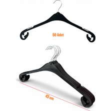 Ezmk Ev Gereçleri Bluz Askısı, Elbise Askısı, Tişört Askısı, Tunik Askısı, Gömlek Askısı, Siyah Renk, 43 Cm, 50 Adet