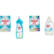 Aquabor Doğal Mineralli 4 kg Beyaz + Elde Bulaşık + 4 kg Renkliler + Sıvı Beyaz  4 Lü Set
