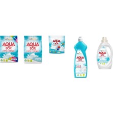 Aquabor Doğal Mineralli 4 kg Renkliler + 4 kg Beyaz + Tablet + Elde Bulaşık + Sıvı Beyaz  5 Li Set