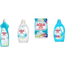Aquabor Doğal Mineralli Elde Bulaşık + Sıvı Beyaz + 4 kg Renkliler + Sıvı Renkliler 4 Lü Set