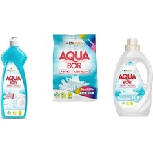 Aquabor Doğal Mineralli Elde Bulaşık + 4 kg Renkliler + Sıvı Beyaz  3 Lü Set