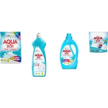 Aquabor Doğal Mineralli 4 kg Renkliler + Elde Bulaşık + Sıvı Renkliler + Tablet 4 Lü Set
