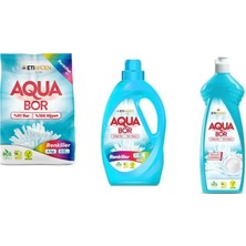 Aquabor Doğal Mineralli 4 kg Renkliler + Sıvı Renkliler + Elde Bulaşık 3 Lü Set