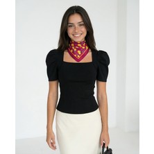 Ege Fular Şal Limon Desenli Ipek Rayon Yazlık Fular - Bandana 55X55 cm
