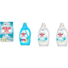 Aquabor Doğal Mineralli 4 kg Beyaz + Sıvı Renkliler + Sıvı Beyaz + Sıvı Beyaz  4 Lü Set