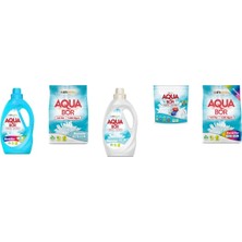 Aquabor Doğal Mineralli Sıvı Renkliler + 4 kg Beyaz + Sıvı Beyaz + Tablet + 4 kg Renkliler 5 Li Set