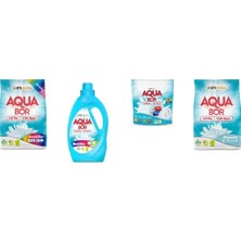 Aquabor Doğal Mineralli 4 kg Renkliler + Sıvı Renkliler + Tablet + 4 kg Beyaz 4 Lü Set