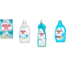 Aquabor Doğal Mineralli 4 kg Beyaz + Sıvı Beyaz  + Elde Bulaşık + Sıvı Renkliler 4 Lü Set