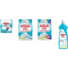 Aquabor Doğal Mineralli Tablet + 4 kg Beyaz + 4 kg Renkliler + Elde Bulaşık 4 Lü Set