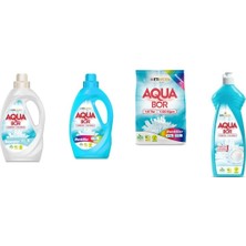 Aquabor Doğal Mineralli Sıvı Beyaz + Sıvı Renkliler + 4 kg Renkliler + Elde Bulaşık 4 Lü Set