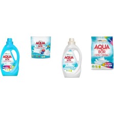 Aquabor Doğal Mineralli Sıvı Renkliler + Tablet + Sıvı Beyaz  + 4 kg Renkliler 4 Lü Set
