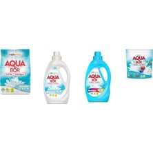Aquabor Doğal Mineralli 4 kg Beyaz + Sıvı Beyaz + Sıvı Renkliler + Tablet 4 Lü Set