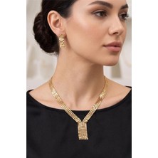 Petek Aksesuar Zırh Metal Kolye Küpe Set