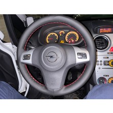 Hasbay Dikişli Direksiyon Kılıfı Siyah Deri Kırmızı Dikişli Opel Corsa Bu Direksiyon