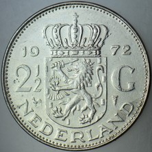 Banknoting Hollanda 2.5 Gulden 1972 Kraliçe Julıana.