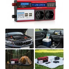 MiraLive 12V 2000W Modifiye Sinüs Inverter Araç ve Güneş Enerjisi Uyumlu, Çift Usb, Çift Priz ve Çakmaklık Epilons